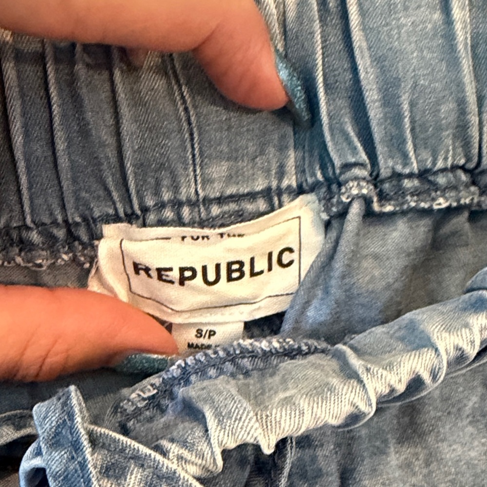 For The Republic Light Blue Drawstring Pants - Picture 2 of 7